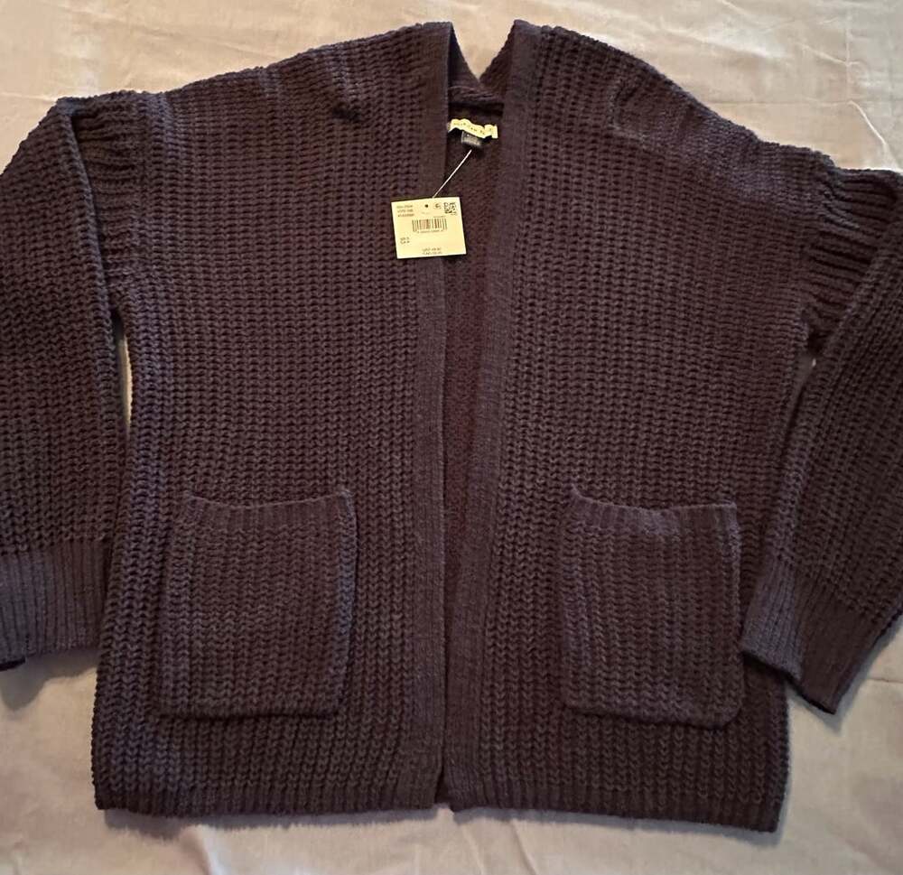 NWT - American Eagle Chunky Knit Cardigan Size S Dark Navy Blue Open Front